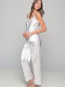 Milena by Paris Winter Bridal Women's Pyjama Set Satin Ivory, White