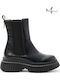 Leder Stiefeletten Damen Schwarz