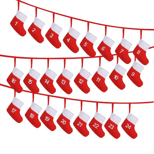 Christmas Decorative Fabric Red Socks L20xW18xH18cm 24pcs