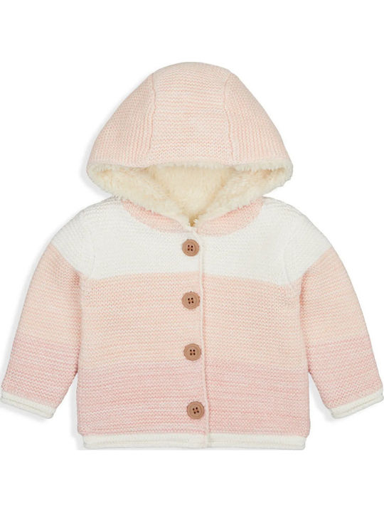 Kinderstrickjacke Gestrickt mit Kapuze Rosa