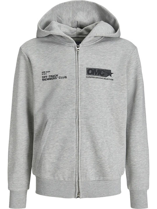 Kids Sweatshirt Cardigan with Hood Light Grey Melange