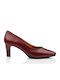 Leder Pumps mit mittelhohem Absatz Burgundisch