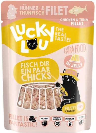 Lucky Lou Extrafood Wet Food for Adult Cats in Pouches with Tuna and Chicken 70gr