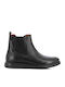 Deri Leder Chelsea-Stiefel Schwarz
