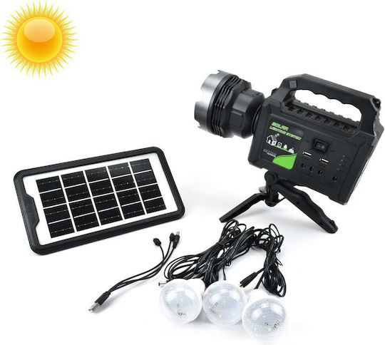 Tragbares Solarbeleuchtungssystem 3 LED-Glühbirnen & Taschenlampen-Powerbank-Batterieladegerät 6000mAh Stativ