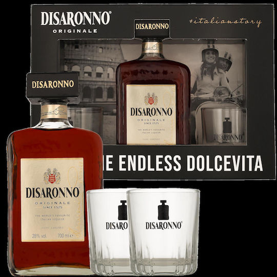 Liquer Amaretto Disaronno Gb 700ml 28% + 2 Glasses