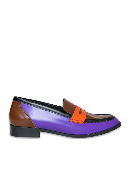 Leather Women's Moccasins in Purple Color