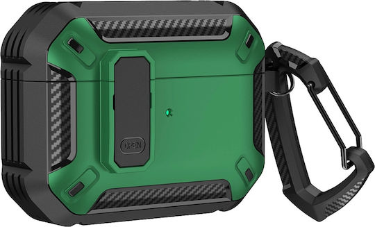 Hurtel Case Case Silicone with Hook in Green color for Apple AirPods 4