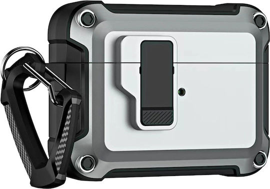 Hurtel Case Case Silicone with Hook in Gray color for Apple AirPods 4