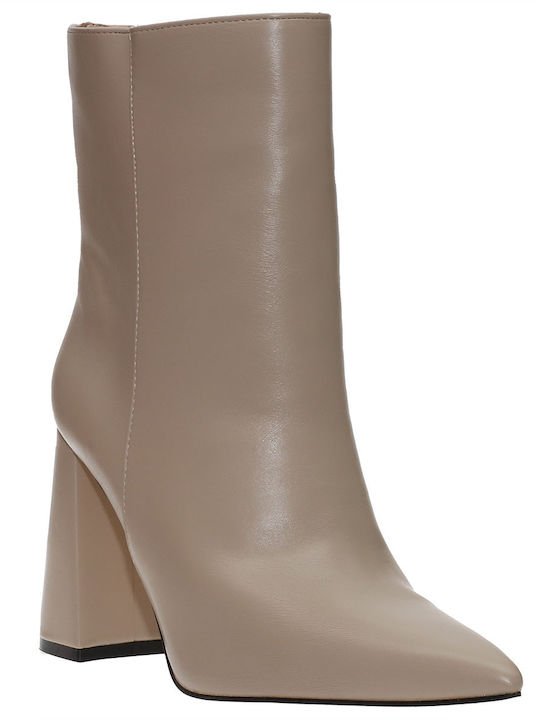 Envie Shoes Дамски ботуши до глезена с бежова пета