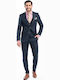 Men's Suit with Vest Slim Fit Dark Blue