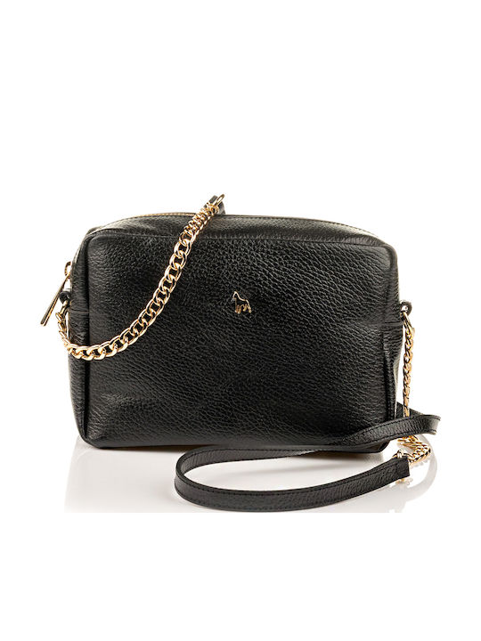 Boxer Leder Damen Handtasche Schulter Schwarz