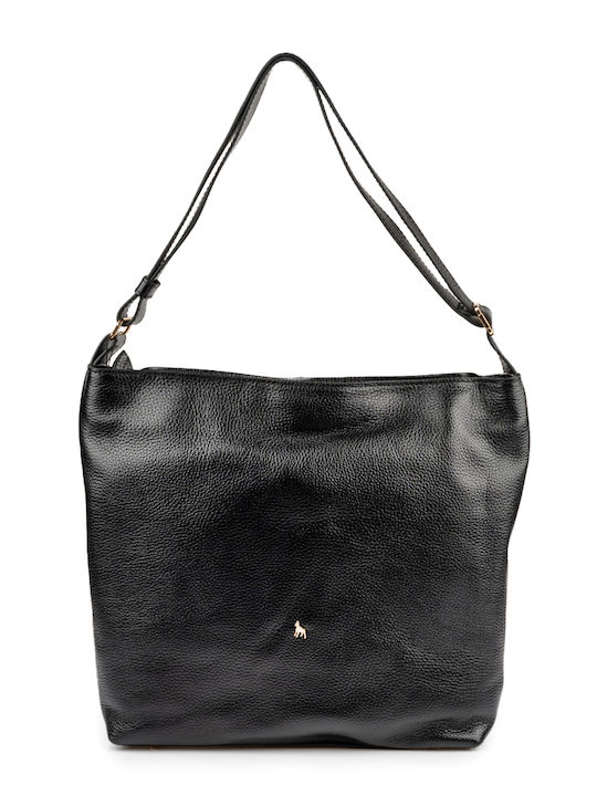 Boxer Leder Damentasche Schultertasche Schwarz