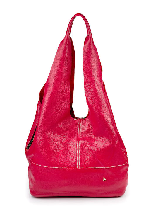 Boxer Set Leder Damentasche Schultertasche Fuchsie