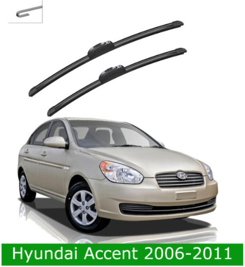 Front Wiper Blade Set Hyundai Accent 2006-2011 552s 550mm 400mm Bosch Aerotwin 3398000085 21" & 18" 2 Pieces