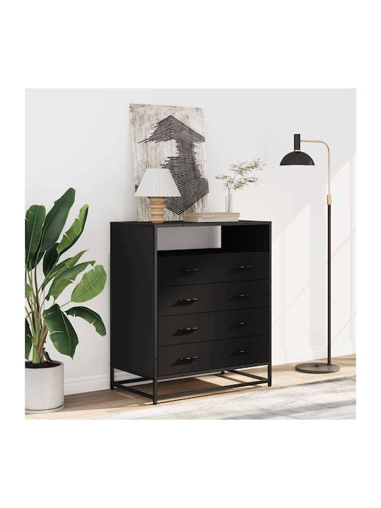 Wooden Chest of Drawers Black 70x41x70cm