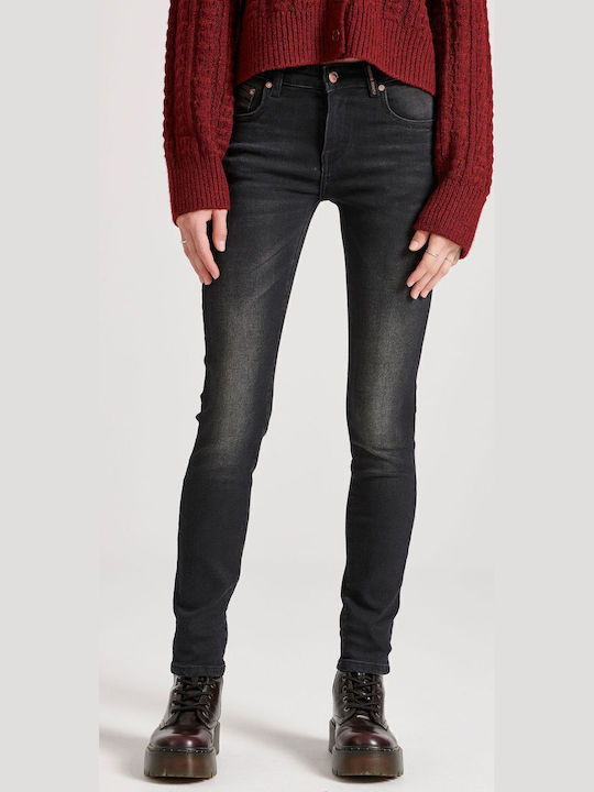 High Waist Women's Jean Trousers in Skinny Fit Black