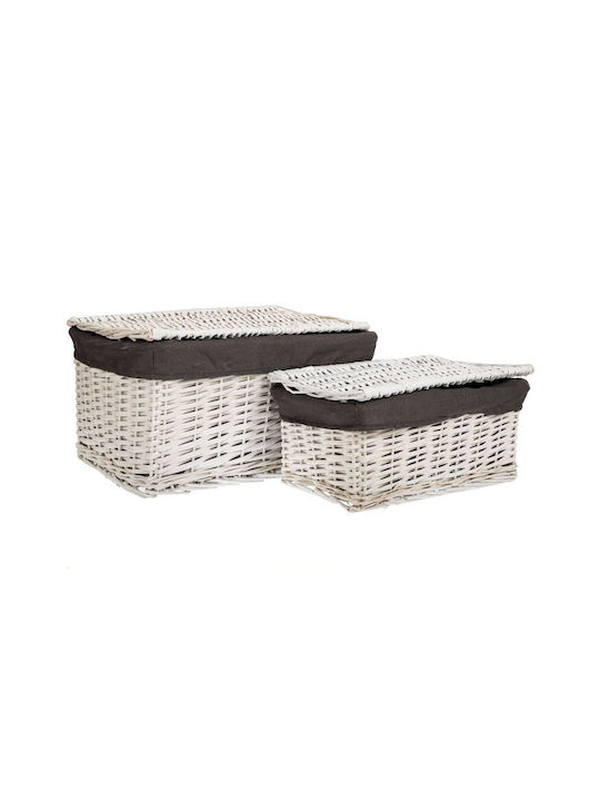 Iliadis Set de coșuri decorative cu capac White 43buc 2buc