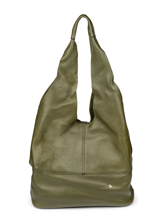 Boxer Set Leder Damentasche Schultertasche Khaki