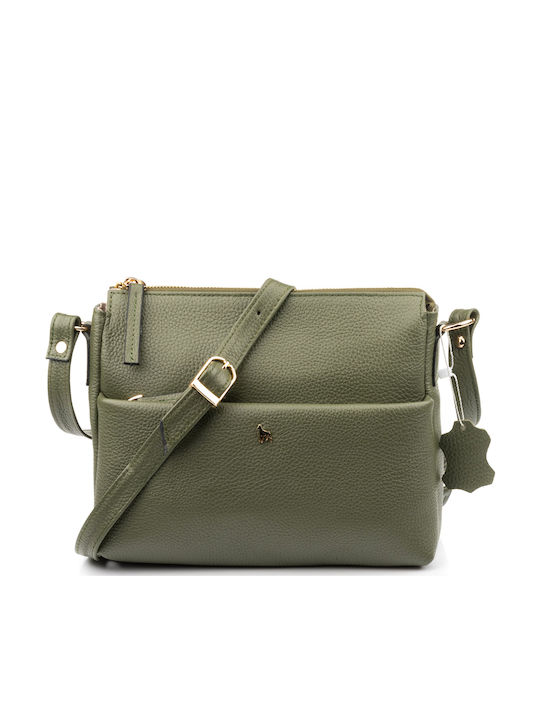Boxer Leder Damentasche Umhängetasche Khaki