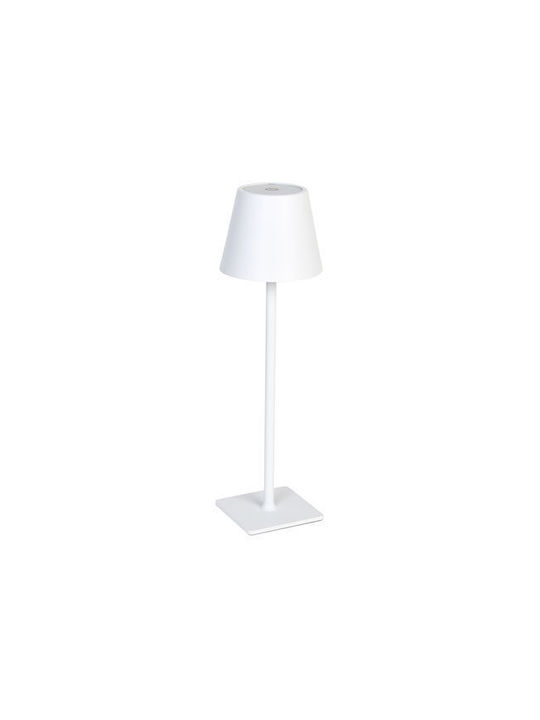Metall Tischlampe LED mit Weiß Schirm und Basis
