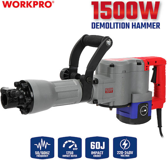 WorkPro Κρουστικό Σκαπτικό Πιστολέτο Ρεύματος 1500W με Υποδοχή HEX WP470601CE