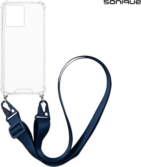 Silicone Case Strap Sonique Armor Clear Motorola Moto G84 5G Dark Blue