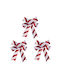 Set of 3 Decorative Christmas Bows Red White 13x10x1cm