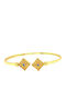 Drandakis Women's Bracelet Handcuffs with design Byzantine made of Silver Gold Plated with Zircon