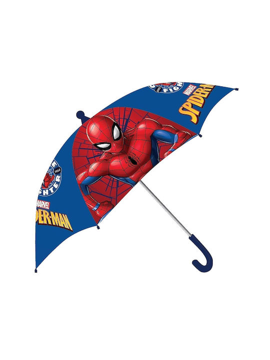 Spiderman Kids Curved Handle Umbrella Blue