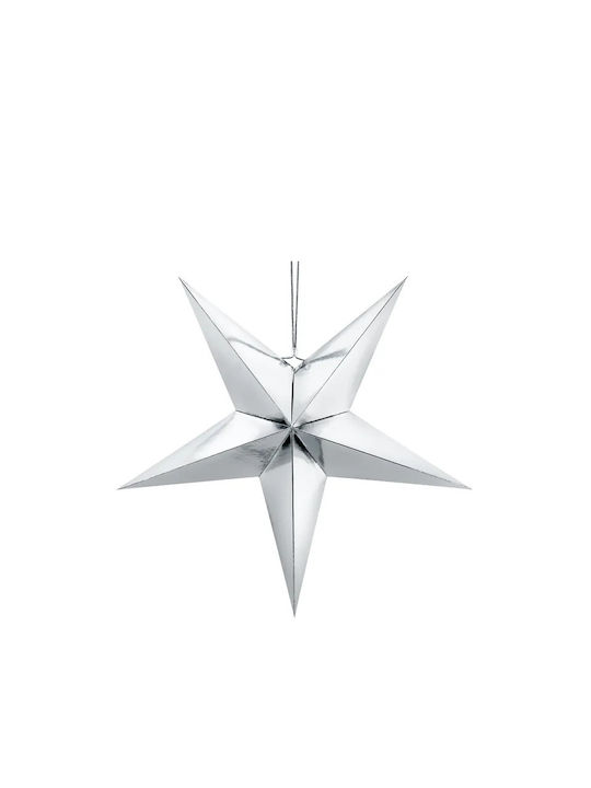 PartyDeco Plastic Christmas Decorative Star Silver