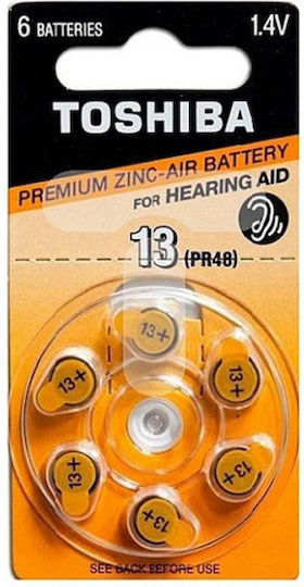 Toshiba Hearing Aid Batteries 13 1.45V 6pcs