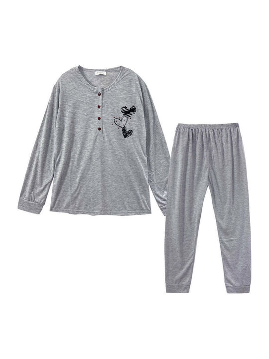 Ustyle Winter Damen Pyjama-Set Gray