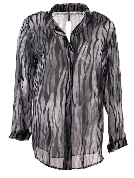 Langärmelig Damen Hemd Black