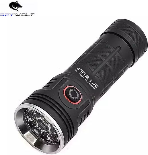 Spywolf Επαναφορτιζόμενος Φακός LED IP65 με Μέγιστη Φωτεινότητα 16000lm