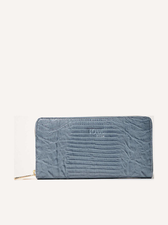 Large Leather Women's Wallet Classic Light Blue