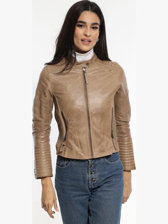 Newton Leather Crop Δερμάτινο Γυναικείο Μπουφάν...
