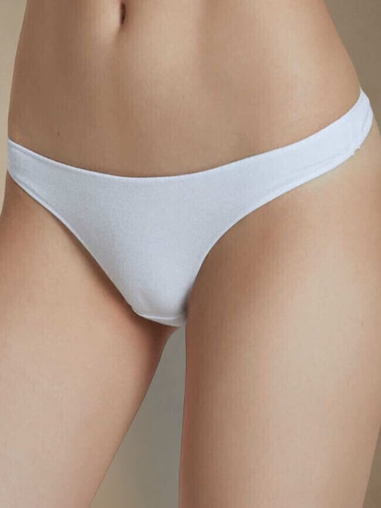 Βαμβακερό Ψηλόμεσο Γυναικείο String Λευκό