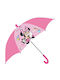 Disney Kids Curved Handle Umbrella Minnie with Diameter 70cm Pink