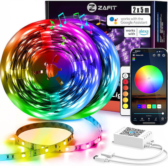 Zafit Inteligent Bandă LED Wi-Fi RGB Lumină 10m Tip SMD5050 cu Telecomandă