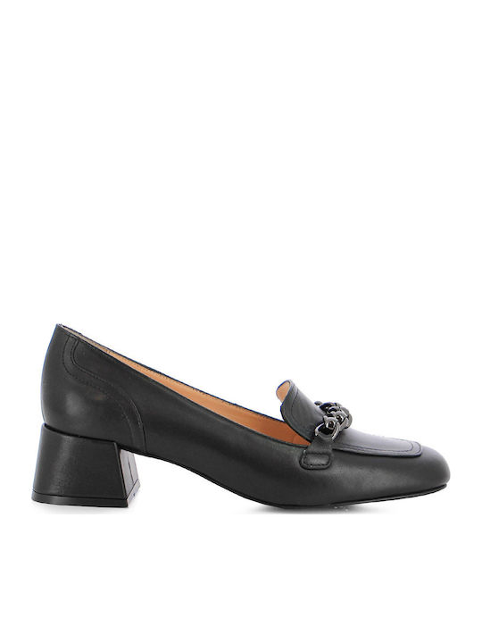 Leather Women's Moccasins in Black Color
