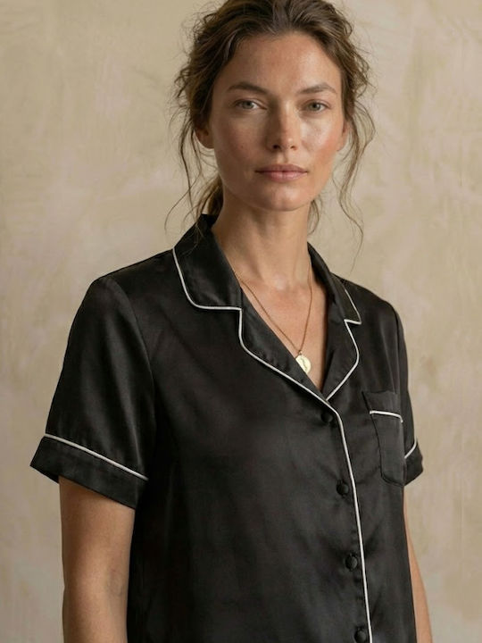 Silky Satin Pyjamas 'Themis' Dark Blue