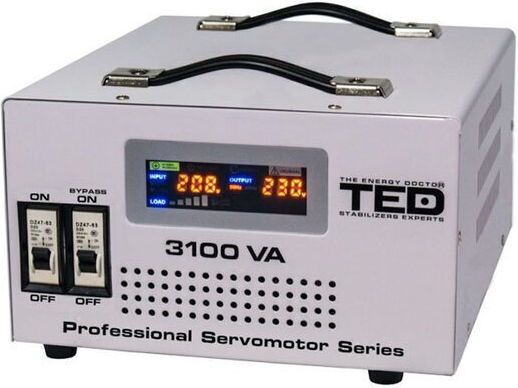 Automatic Voltage Stabilizer 3100 Va 140-260v Pure Sine Wave Servomotor 2 X Schuko Led Display