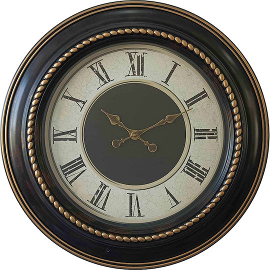 Inart 349-000008 Wanduhr Retta Inart Schwarz Antik Gold Schattierung Φ60,8x5,6cm