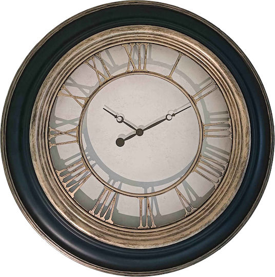 Inart 349-000010 Wall Clock Nopla Inart Black Antique Gold Shade Φ60.2x5.6cm