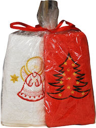 Decotelia Set of 2 Christmas Hand Towels White-Red 40×60