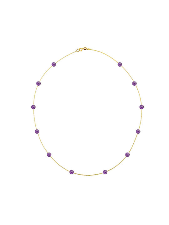 Necklace K14 Gold Chain Amethyst F124247am