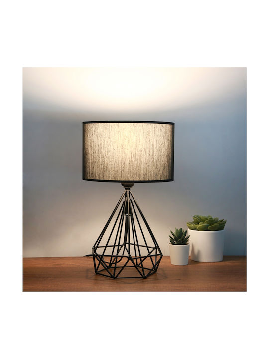 GloboStar Diamond Metal Table Lamp for Socket E27 with Black Shade and Base