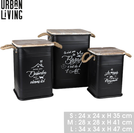 Set of Metal Storage Boxes 3 Pieces 24x24x35 28x28x41 34x34x47 Cm Urban Living 54084 Set of Metal Storage Boxes 3 Pieces 24x24x35 28x28x41 34x34x47 Cm Urban Living 54084