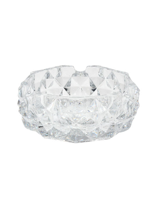 Glass Ashtray Φ12x5 cm Round Embossed Design Ke...